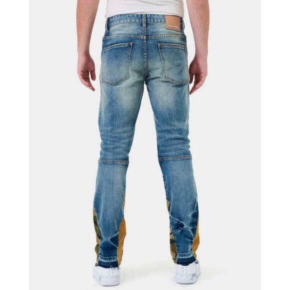 NWT First Row Vandalize Ripped And Stitched Straight Slim Men’s Jeans Size 38/32 - Picture 3 of 15